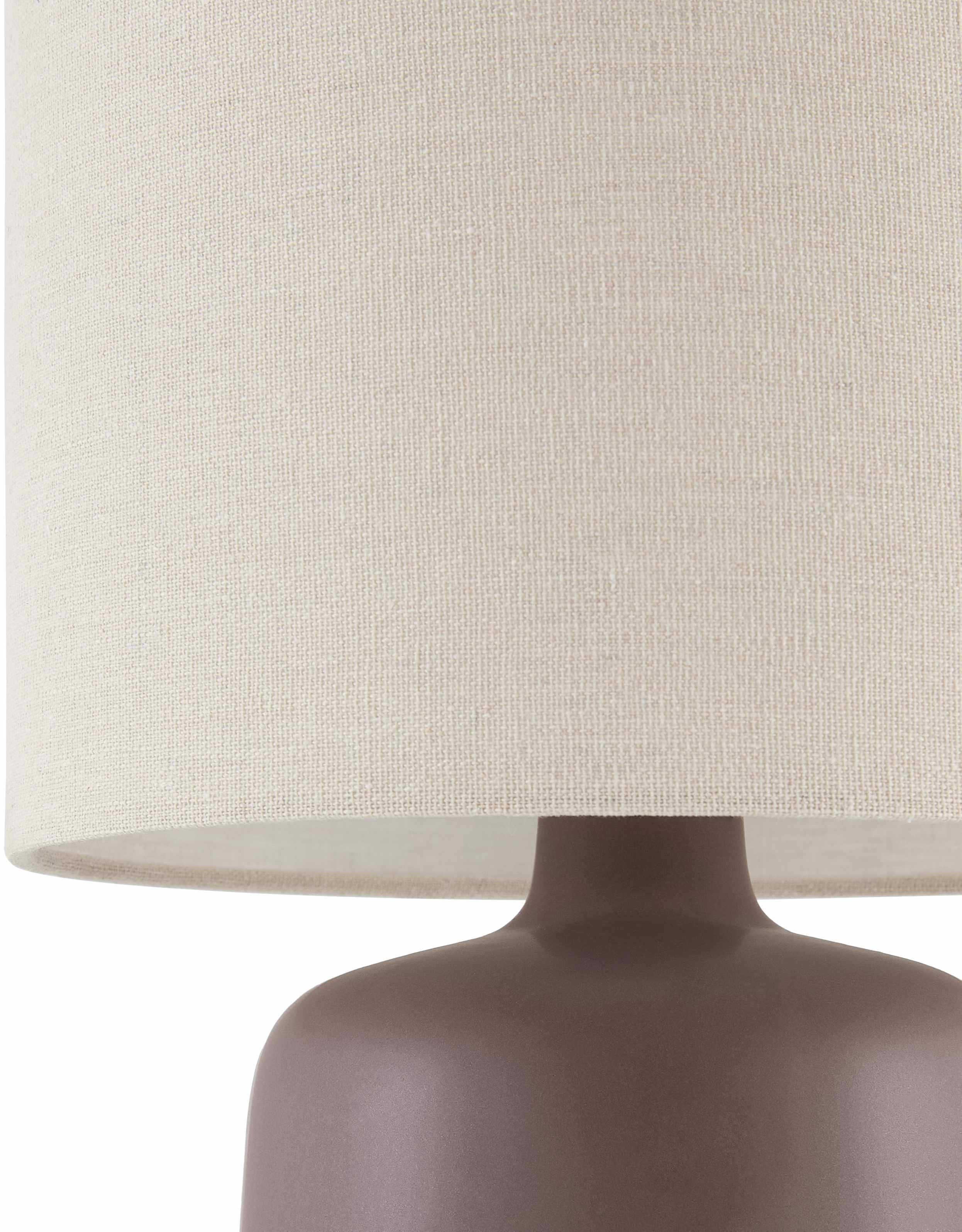 Lumellogno Dark Brown Ceramic Table Lamp – Linen Shade Accent Light