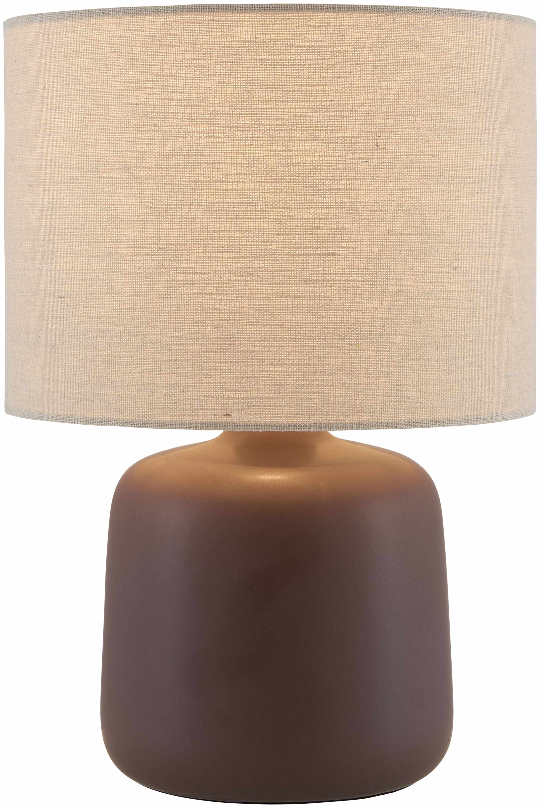Lumellogno Dark Brown Ceramic Table Lamp – Linen Shade Accent Light