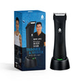 Wireless body hair trimmer and shaver with charging dock, black finish, LED light