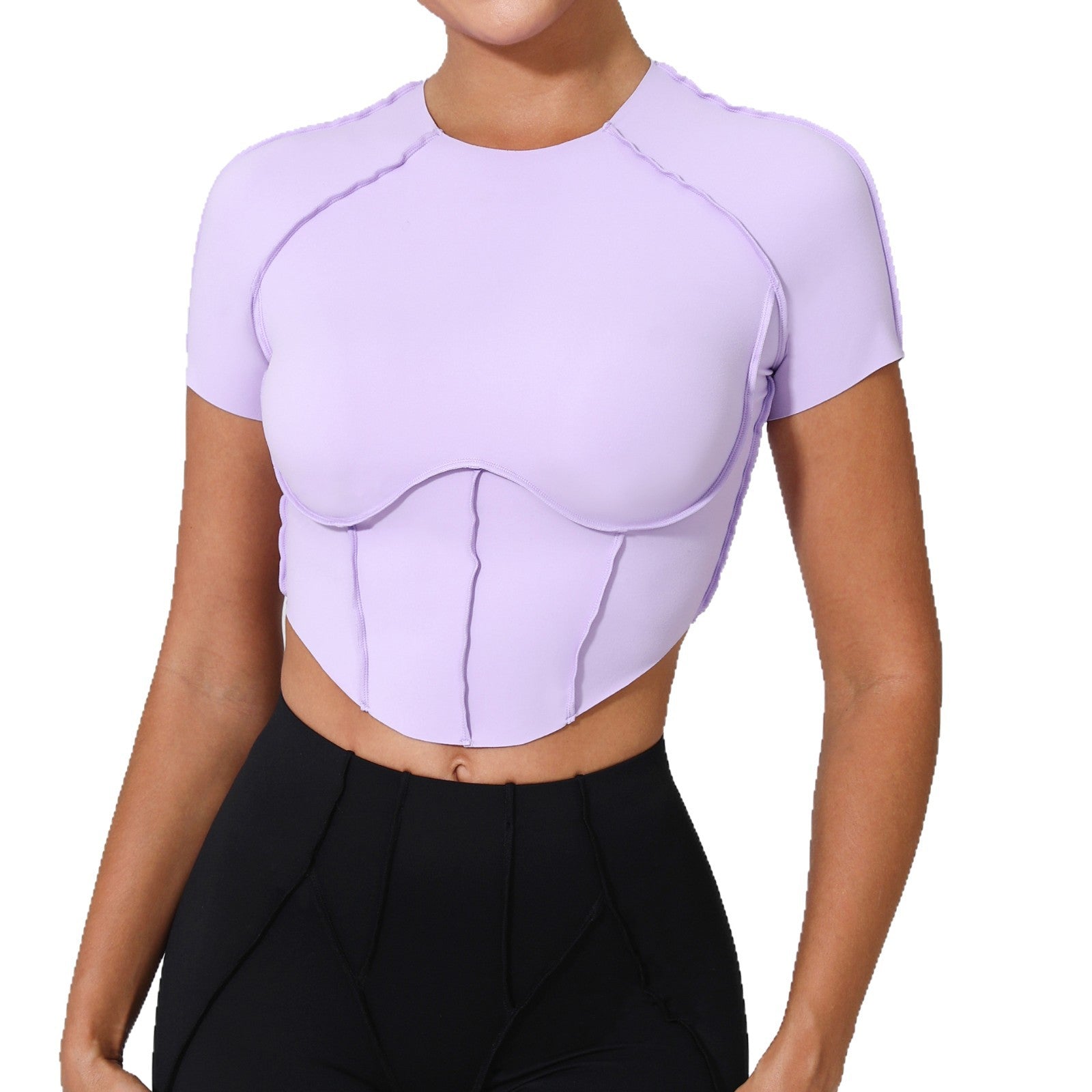 Autumn Sand Nude Feel Yoga Short Sleeve No Chest Pad Quick-drying Tight Three-dimensional