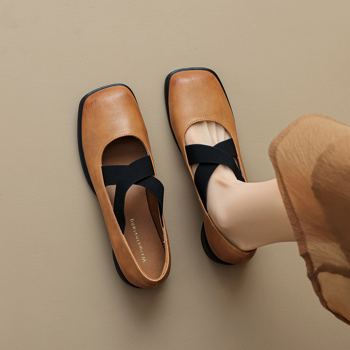 Women's Chunky Heel French Ballet Shoes