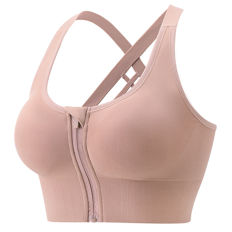 Workout Clothes Sports Running Underwear Bra Female Front Zipper Big Chest Beautiful Vest