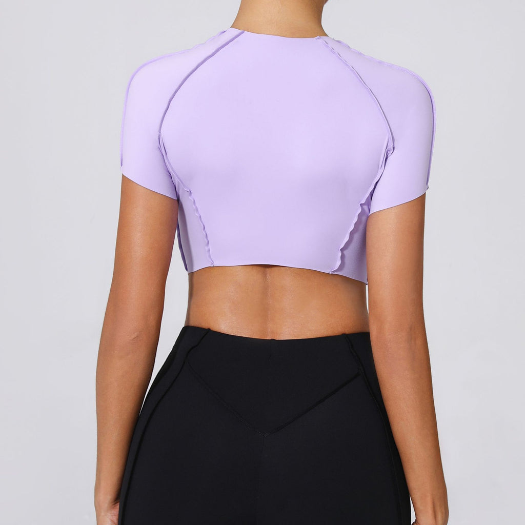 Autumn Sand Nude Feel Yoga Short Sleeve No Chest Pad Quick-drying Tight Three-dimensional