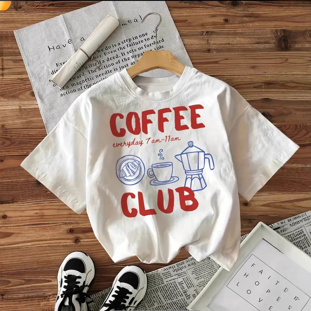Cotton Printed Summer New Loose All-match Retro T-shirt Top For Women