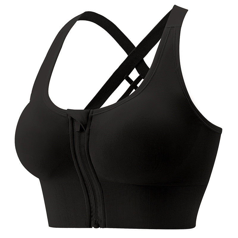 Workout Clothes Sports Running Underwear Bra Female Front Zipper Big Chest Beautiful Vest
