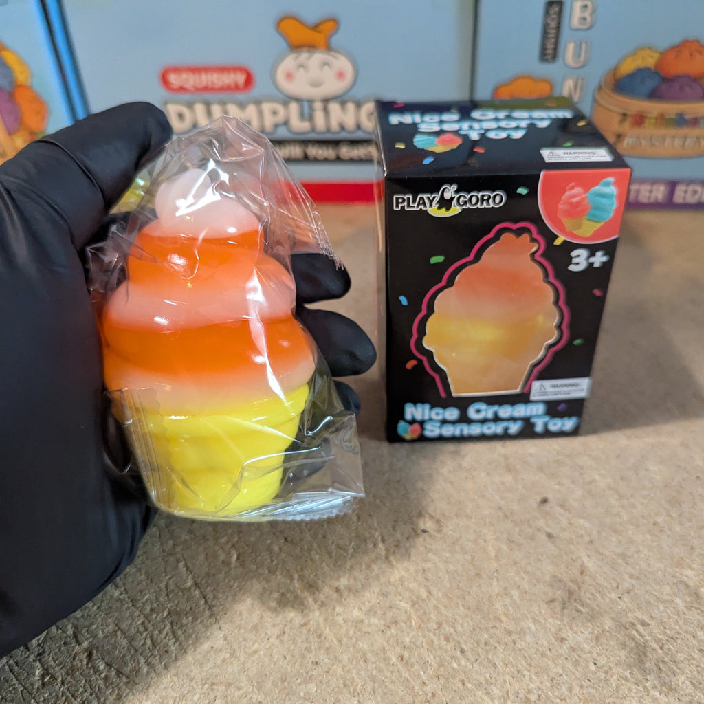 Orange and White Swirl Ice Cream Cone Squishy (Gelatin Squish)