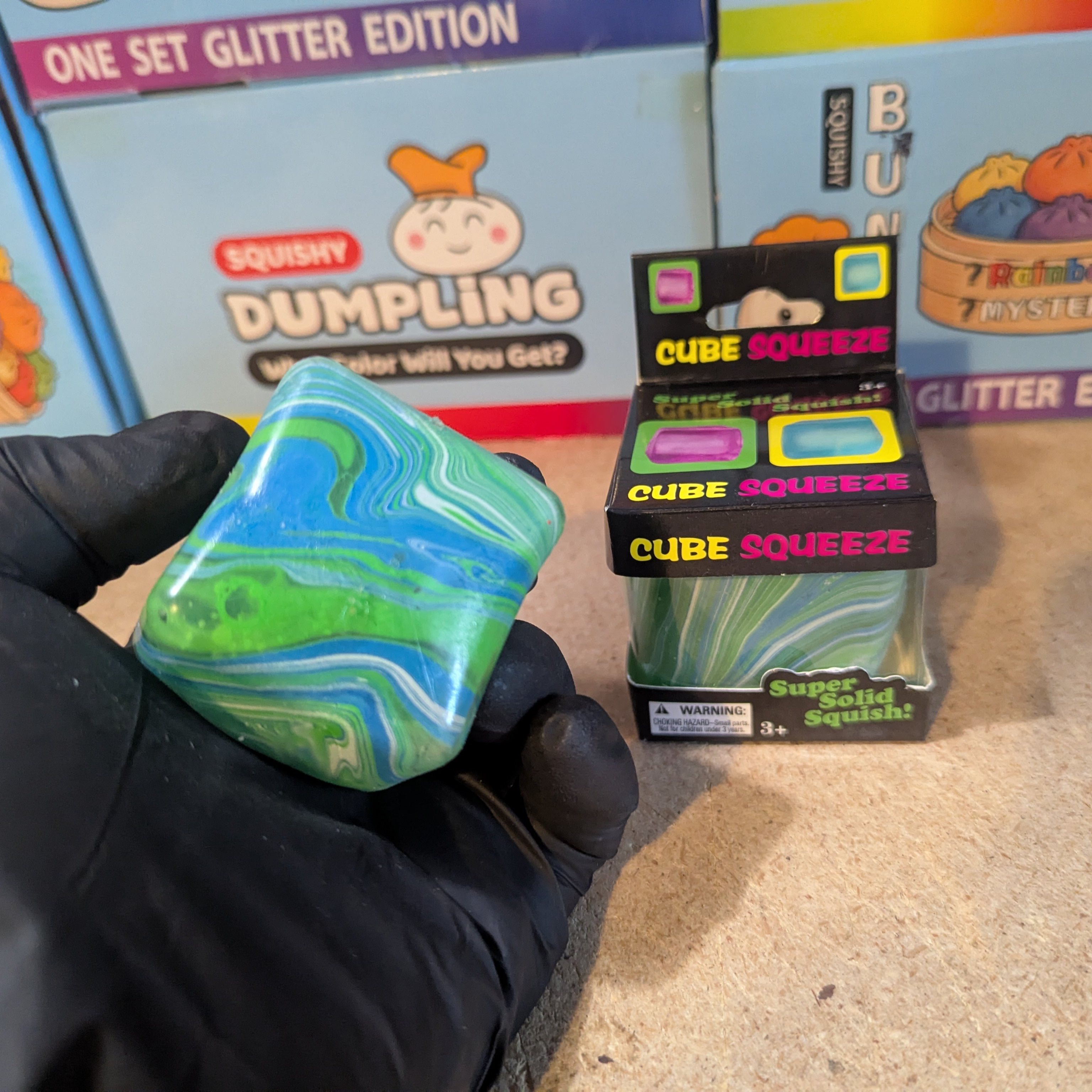 Blue vs Green Swirl Squeeze Cube (Super Slow-Rising Squish)