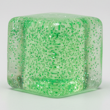 Green Translucent Glitter Mini Magic Cube by Squeeze Toys (Slow-Rising Squish)
