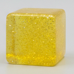 Yellow Translucent Glitter Mini Magic Cube by Squeeze Toys (Slow-Rising Squish)