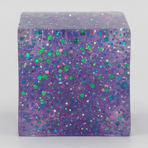 Purple Translucent Glitter Mini Magic Cube by Squeeze Toys (Slow-Rising Squish)