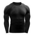 Men's long-sleeve training T-shirt, dark charcoal, crew neck, slim fit.