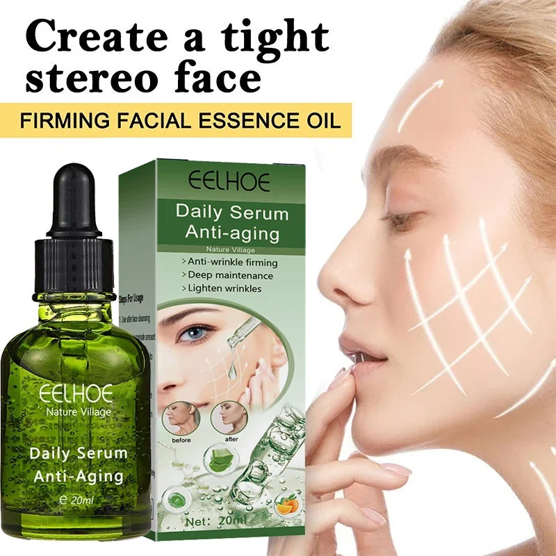 EELHOE daily serum anti-aging bottle with black dropper, green glass