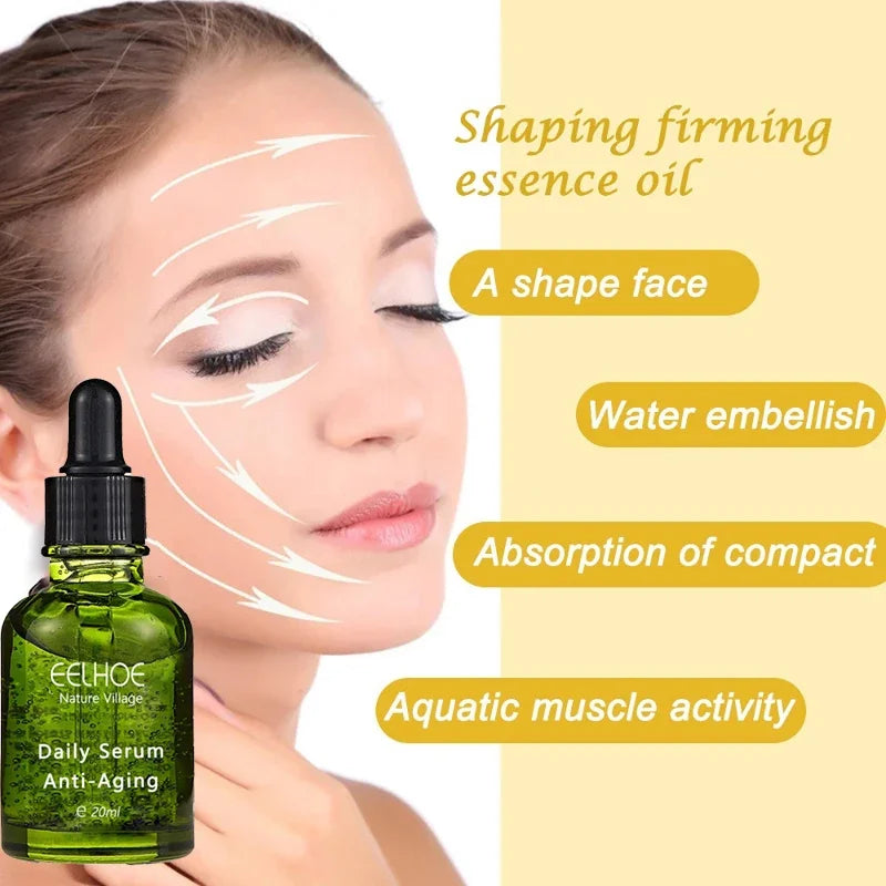 Anti-aging face serum bottle with dropper, green glass, EELHOE
