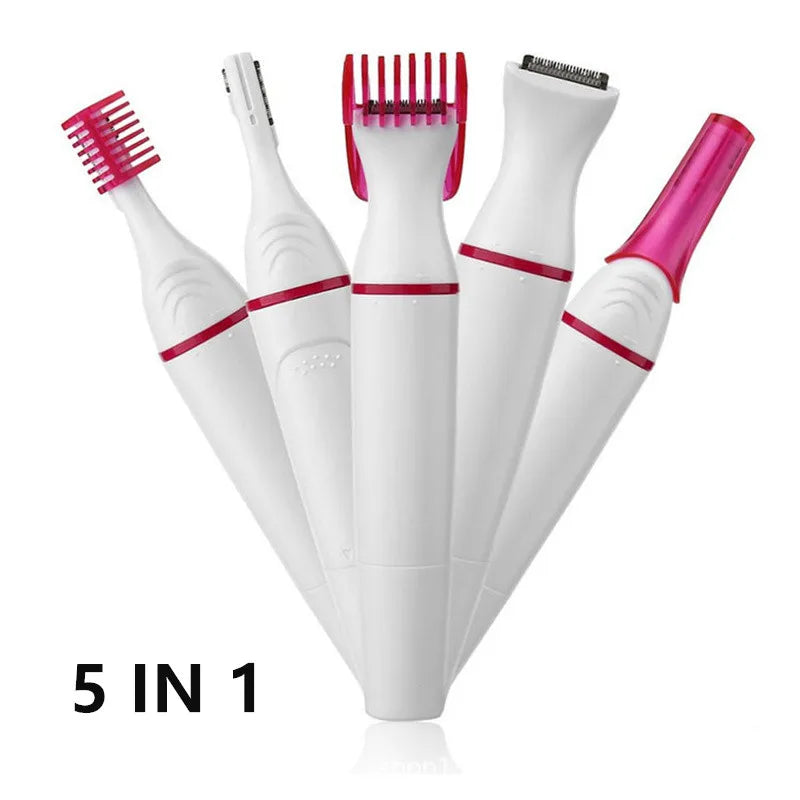 5 in 1 Electric Epilator for Women Painless Hair Remover & Shaver White-1