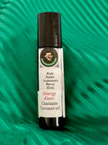 10 ml body roller oil bottle with black cap and green label