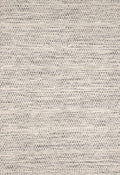 Cream and black hand-woven wool area rug with textured geometric stitch pattern