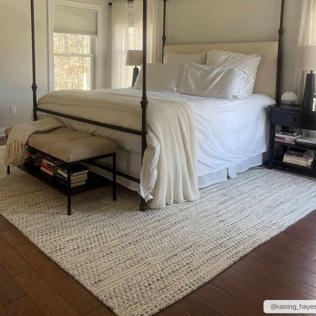 Williford Hand Woven Wool Area Rug – Cream & Black Bohemian