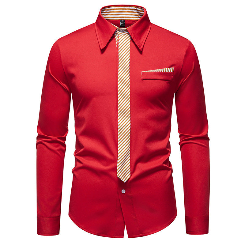 New Fashion Temperament Men's Long-sleeved Shirt