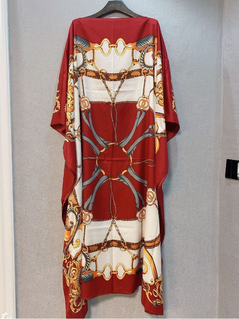 Loose Print Holiday Beach Dress Beach Cover-up