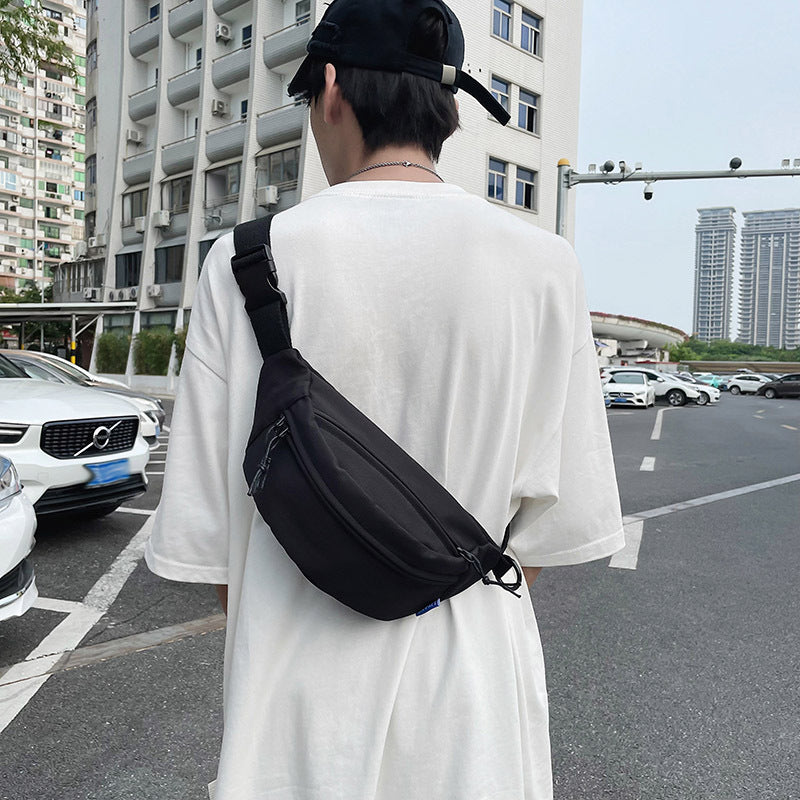 New Pure Color Outdoor Pocket Shoulder Bag Nylon Open Pocket With Contrast Color Accents