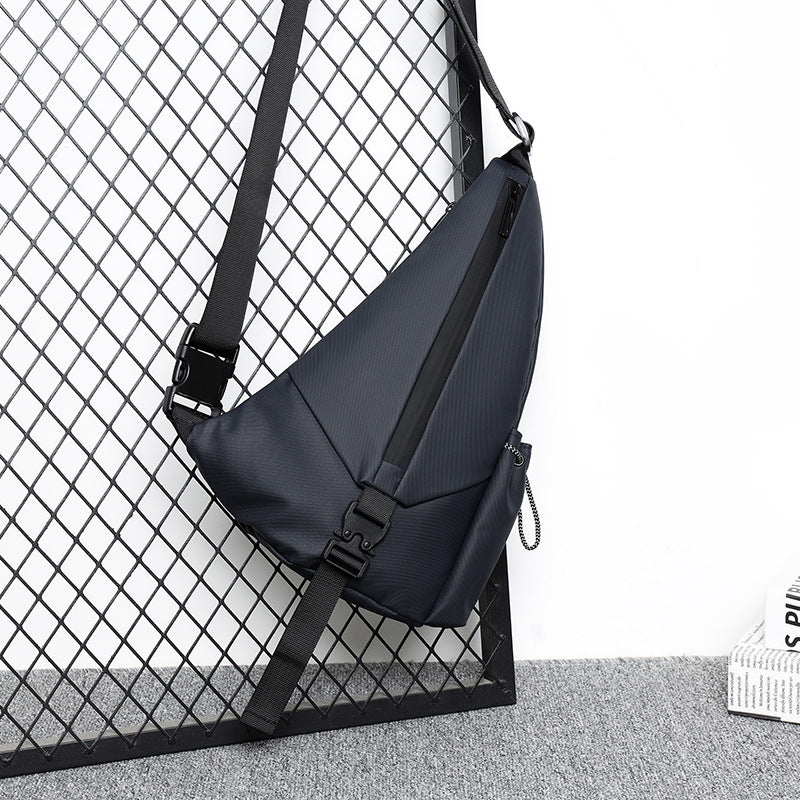 Derm Mens Crossbody Motorcycle Chest Bag Triangle Sunday Bag Waterproof Durable Everyday Carry Gray Black Green Blue