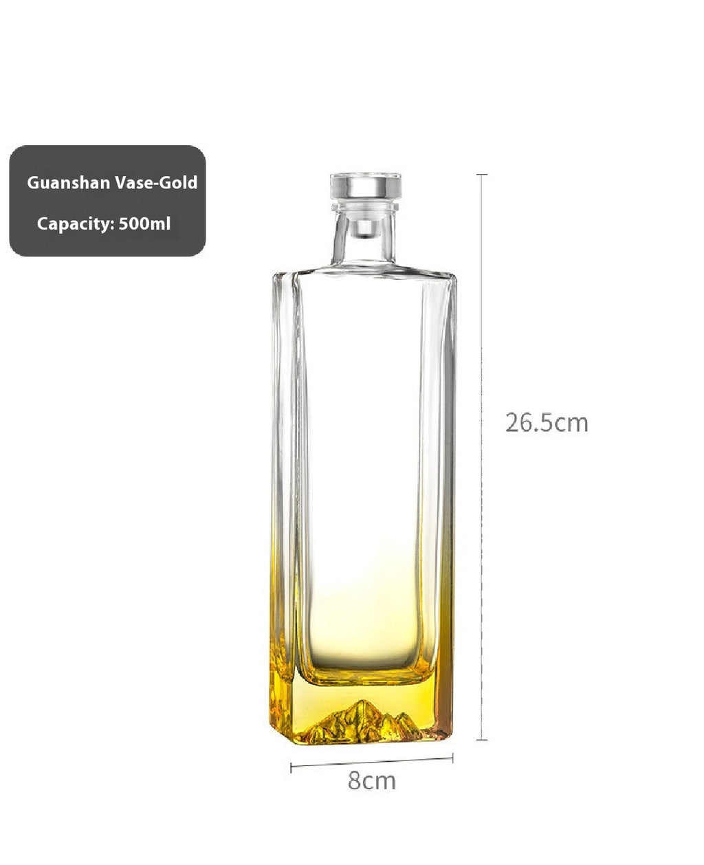 Guanshan Glass Wine Bottle Thick Bottom 500ml Transparent Yellow Simple Style Fire Extinguisher Bottles