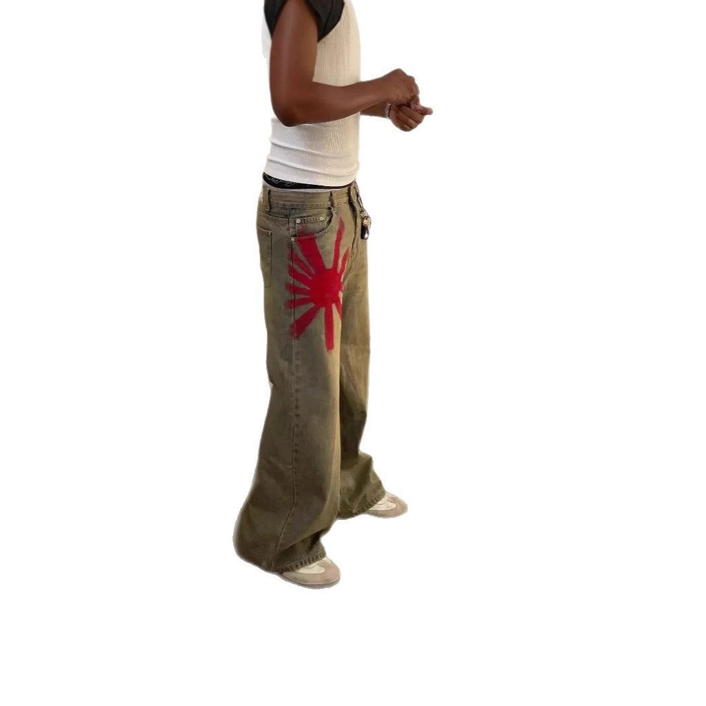 Men's Wide-leg Mopping Denim Trousers