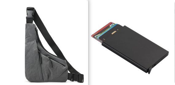 Mens Close Fitting Derm Triangle Bag Crossbody Chest Bag Waterproof 32x3x23 CM Everyday Use