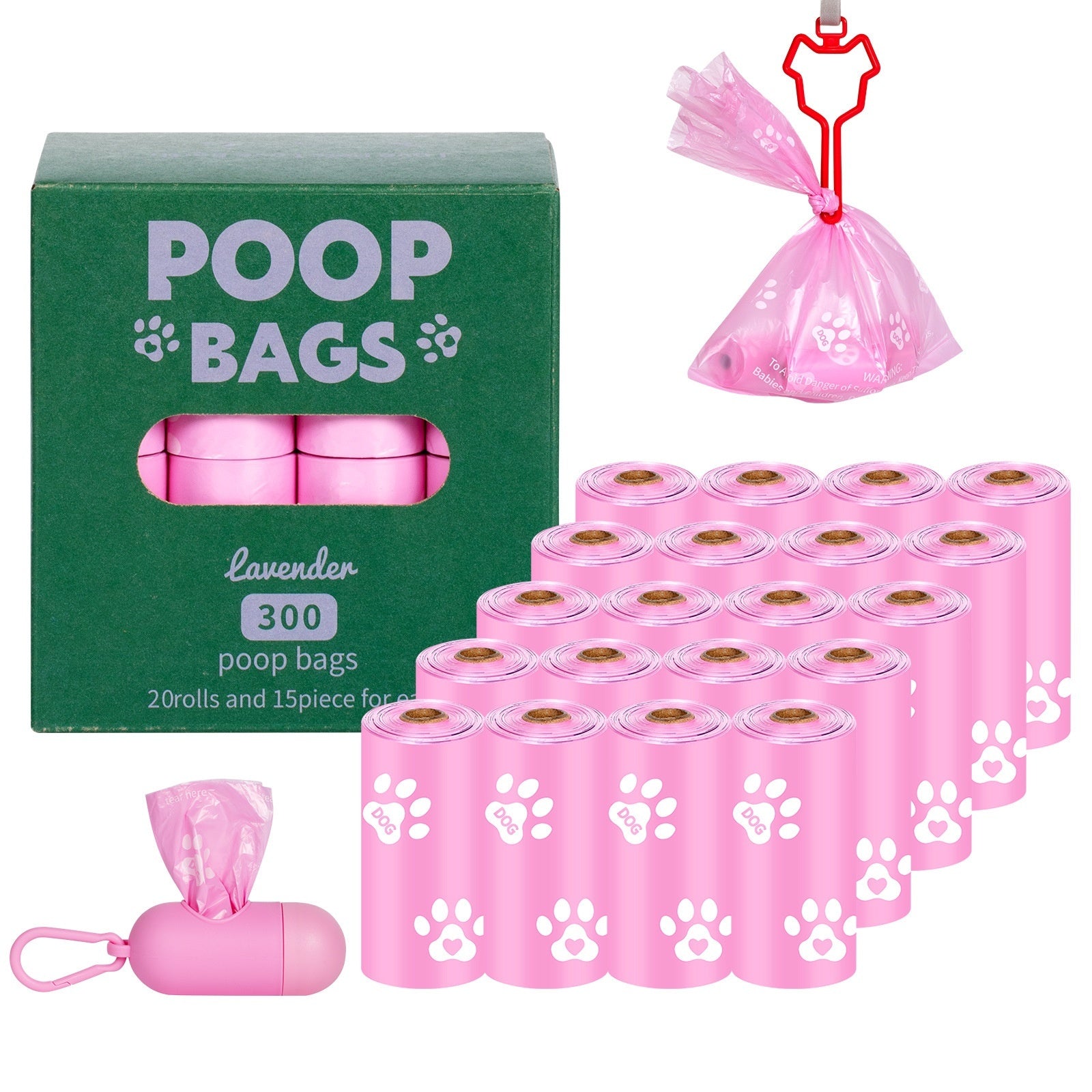 Vest Style Dog Waste Bags 120 Count Degradable Poop Picking Bags Green PE Material