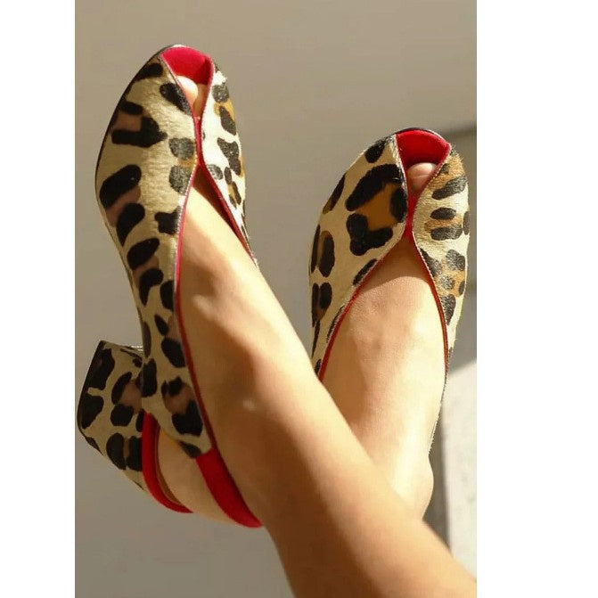 Zebra Horsehair Chunky Heels - Plus Size