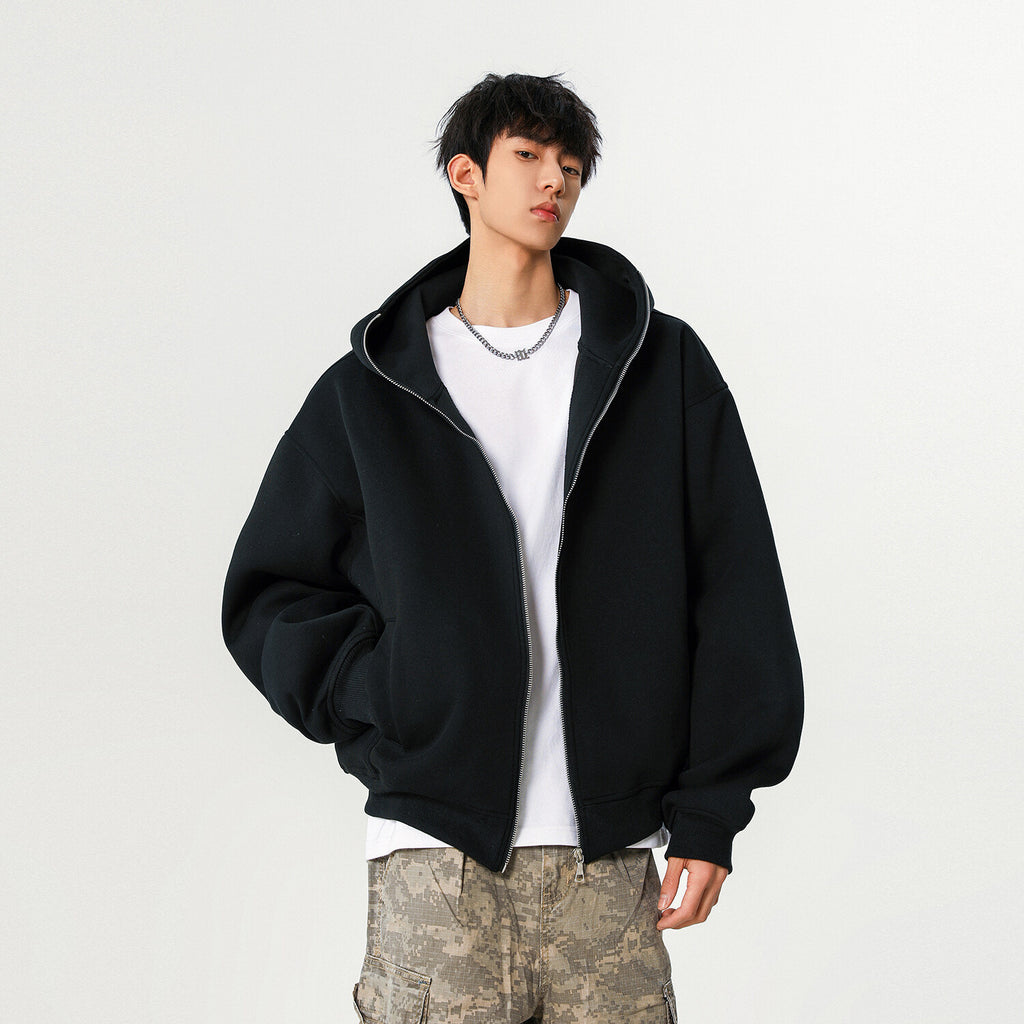 Solid Color Versatile American High Street Cardigan Hoodie
