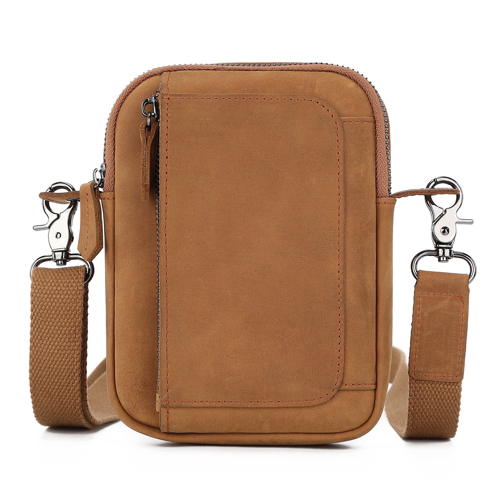 Men's One Shoulder Crossbody Bag Genuine Leather First Layer Cowhide Waterproof Phone Antibacterial Wear-Resistant