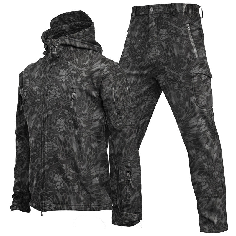 Outdoor Shark Skin Soft Shell Jacket Suit Men