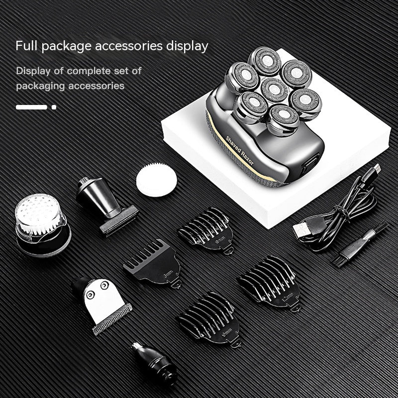 7-Head Electric Shaver with LED Display - Intelligent Hair Clipper