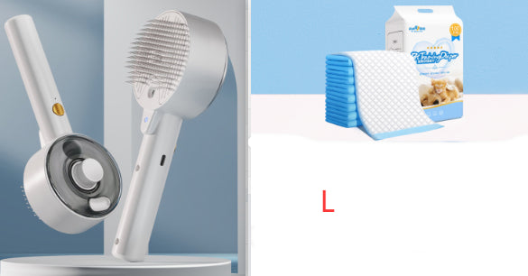 Pet grooming comb with UVC sterilization set, white brush plus blue grooming brush