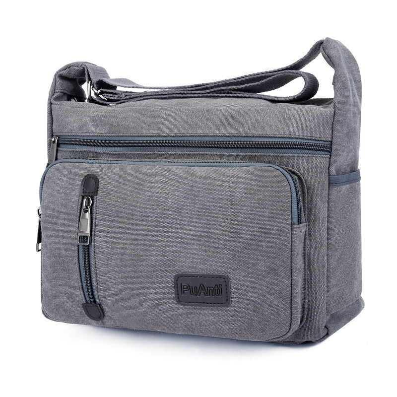 Simple Layered Retro Canvas Messenger Bag for Men Urban Style Travel Wear Resistant