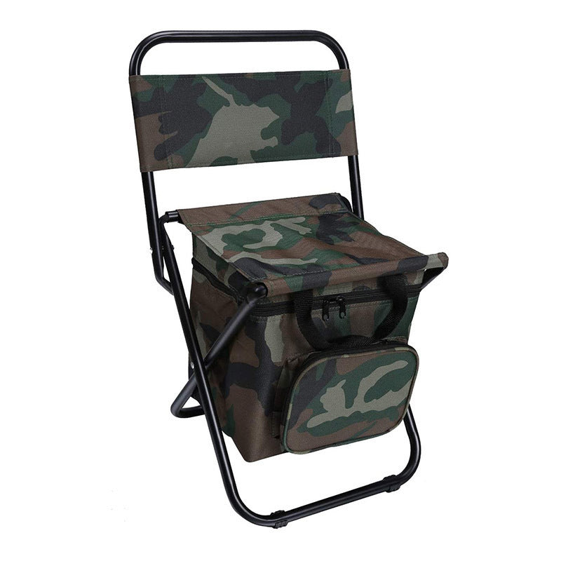 Folding Fishing Chair with Cooler Bag - Portable Camping Backpack Chair