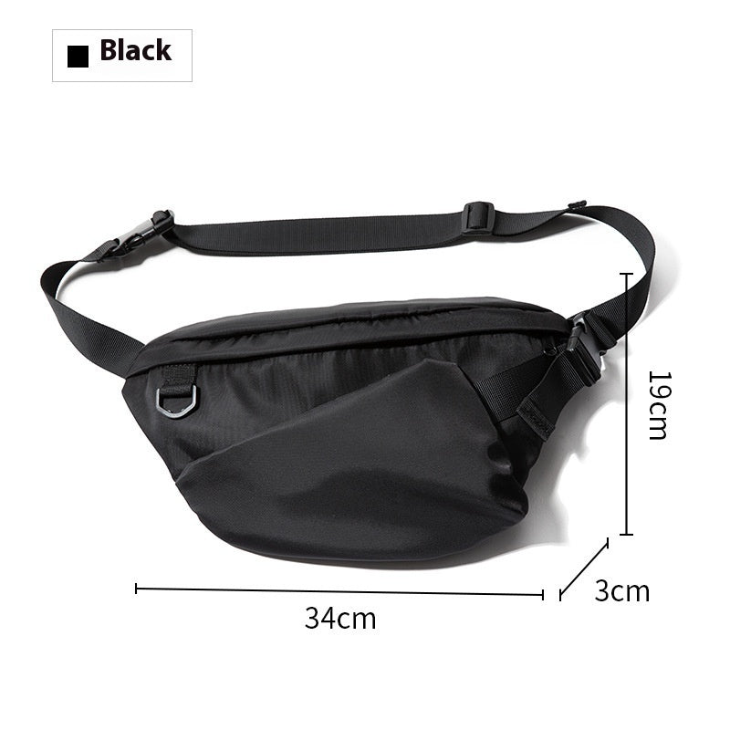 Men's Japanese Leisure Slanted Chest Bag Black 8 Inch Oxford Fabric Wear Resistant For Everyday Street Style