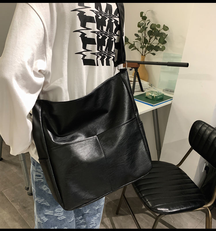 Trendy Cool Mens Crossbody Large Capacity Corduroy Black Casual Shoulder Bag for Business Travel