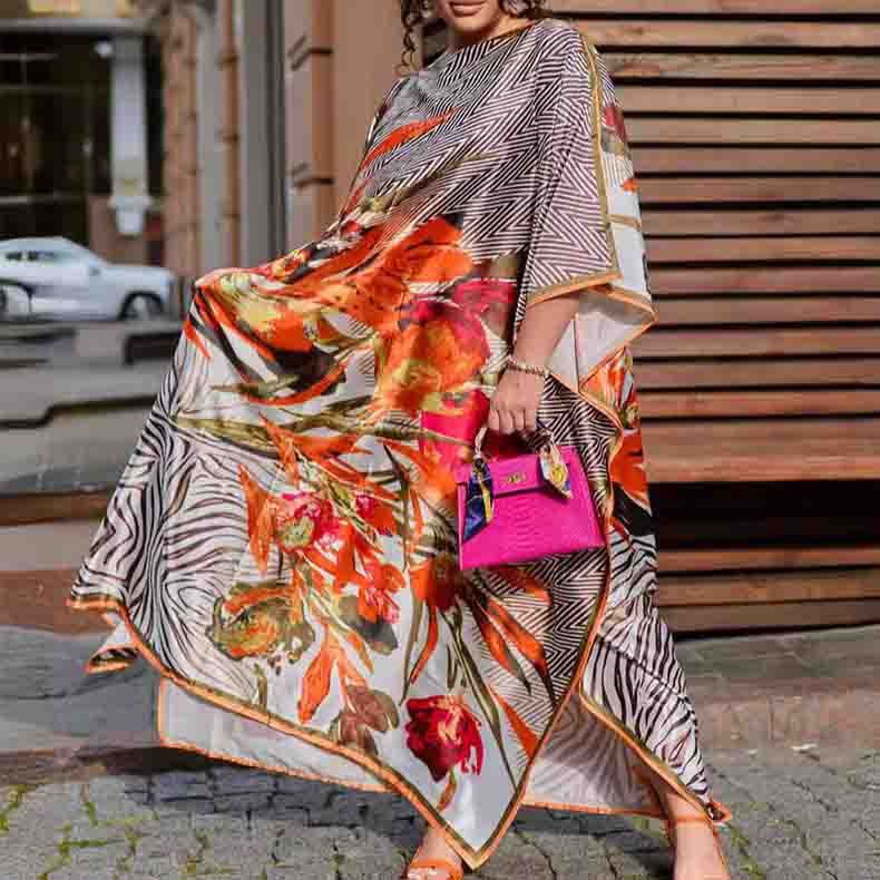 Loose Print Holiday Beach Dress Beach Cover-up