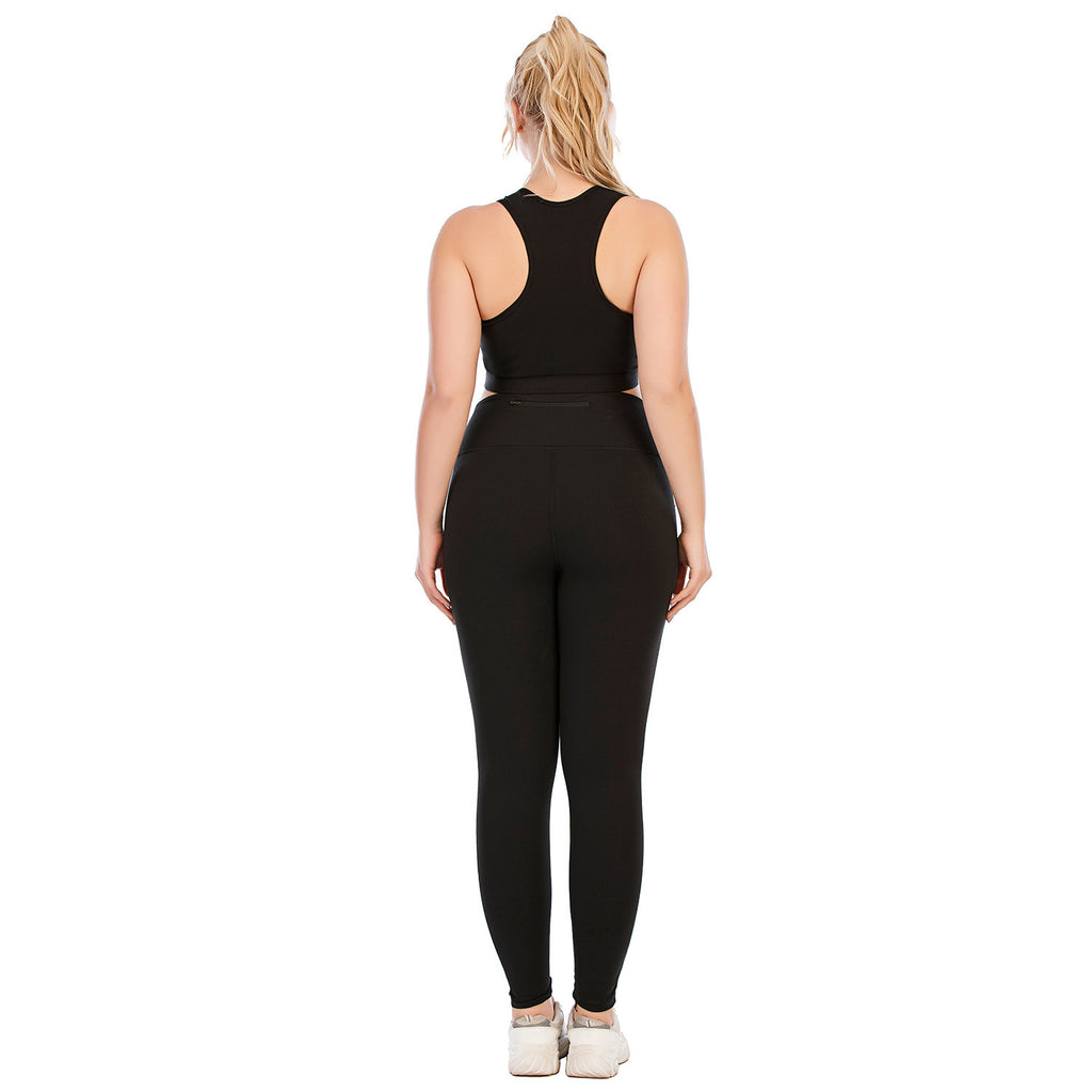 Plus Size Yoga Set For Women Tight Fit Workout Clothes Nylon Polyester Athletic Wear