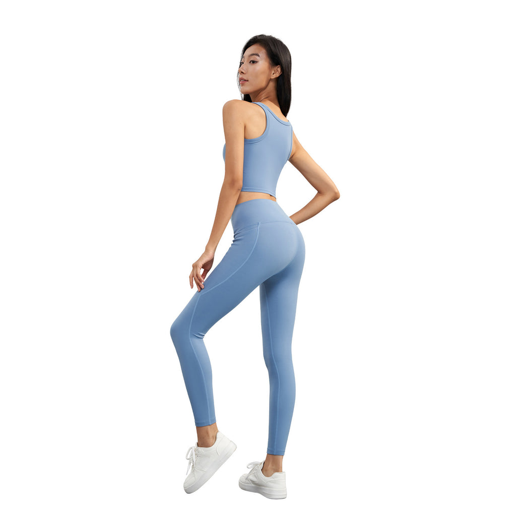 Yoga Summer Chest Pad Workout Bra For Young Women Breathable Nude Feel Fabric Back Vest