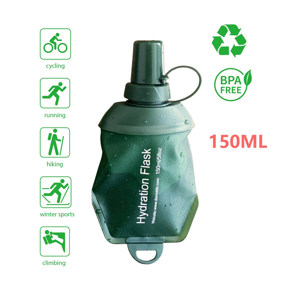Sports Soft Water Bag Bottle Army Green 150ml 250ml 500ml Reusable Hydration Bottle for Outdoor Activities