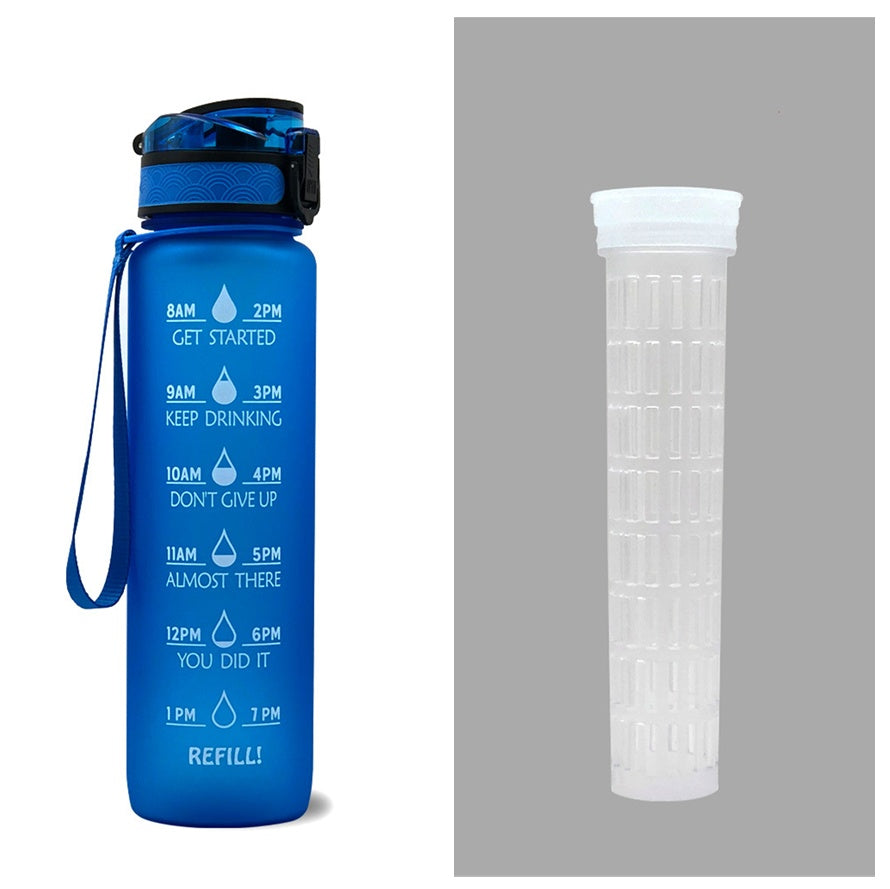 1L Motivational Water Bottle with Time Markers - Tritan Sports Bottle