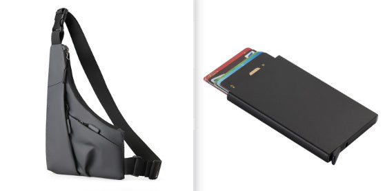 Mens Close Fitting Derm Triangle Bag Crossbody Chest Bag Waterproof 32x3x23 CM Everyday Use