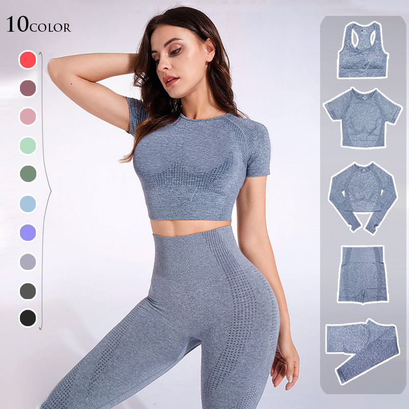 Fashion Women's Workout Yoga Clothes Nylon Solid Color Sportswear In Black Wine Red Army Green Sky Blue S M L