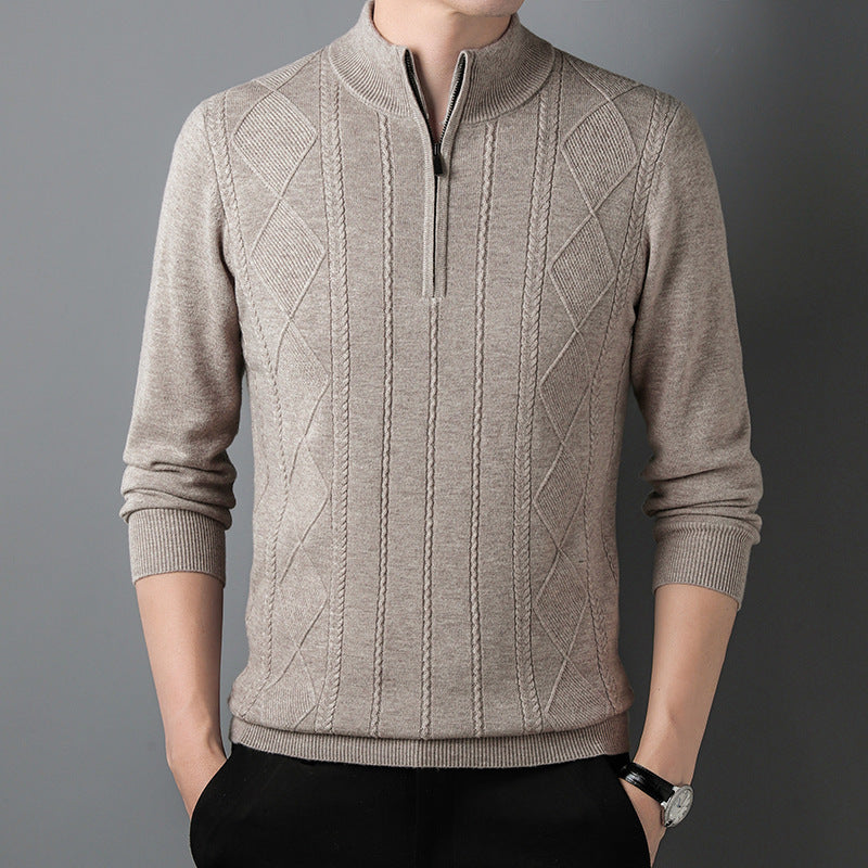 Half Zipper Thickening Thermal Head Cover Knitted Inner Match Woolen Sweater