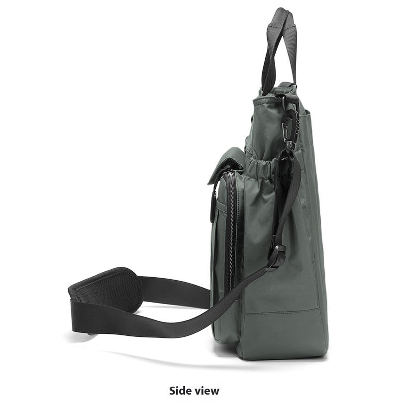 Men's Oxford Cloth Shoulder Bag for Business Travel Multi Layer Design Large Capacity 30 34 11 cm