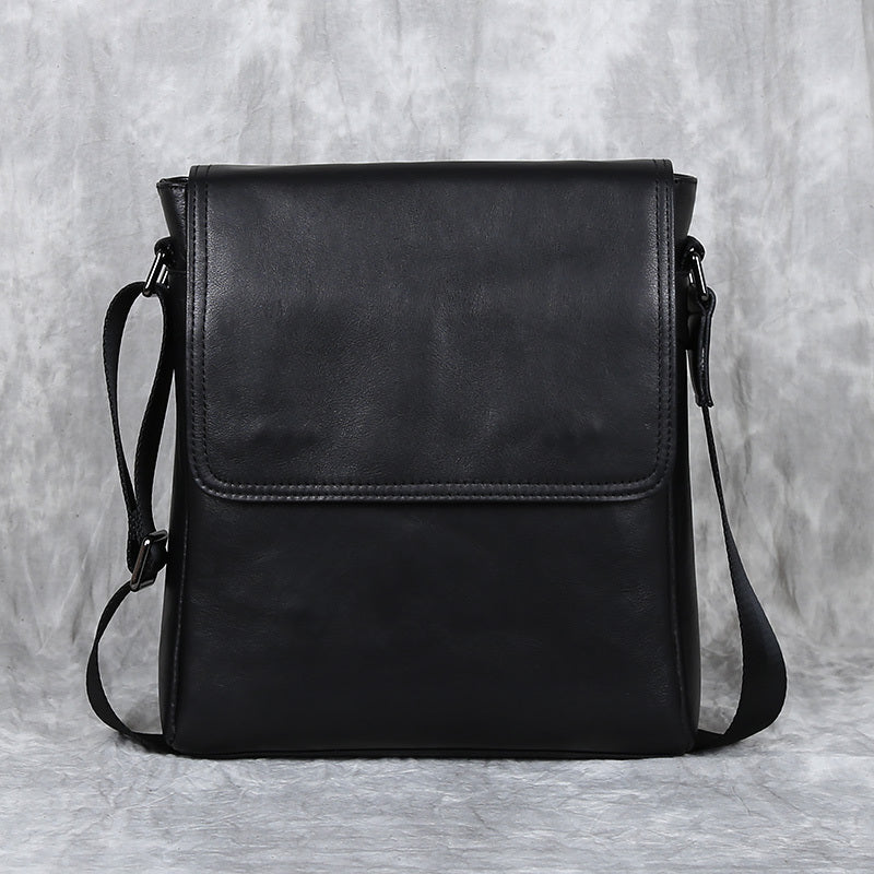 Premium Cowhide Leather Crossbody Bag - Vertical Business Backpack