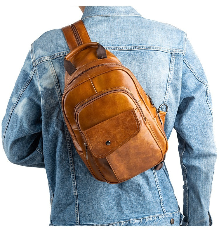 Men Travel Bag Multifunctional First Layer Cowhide Leather With USB Interface For Business Travel